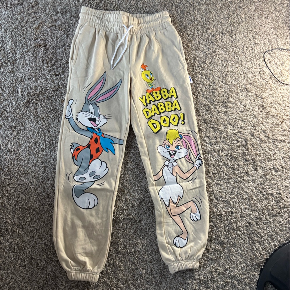 Cartoon Network Tan Sweatpants with Bugs Bunny Graphics